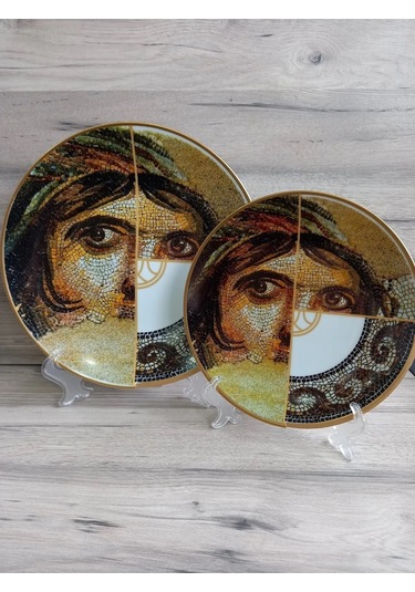 Fermato 12 Parça 6 Kişilik Porselen Pasta Ve Servis Tabağı Seti Zeugma Serisi Çok Renkli