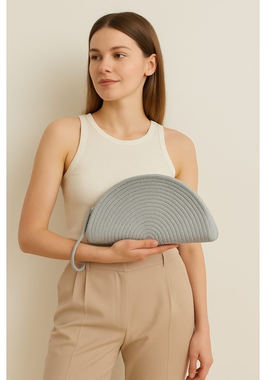 Upeka Jütip Doğal Hasır Görünümlü Tatil Plaj Makyaj El Çantası