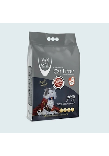 Vancat Aktif Karbonlu İnce Taneli Bentonit Kedi Kumu 10 KG