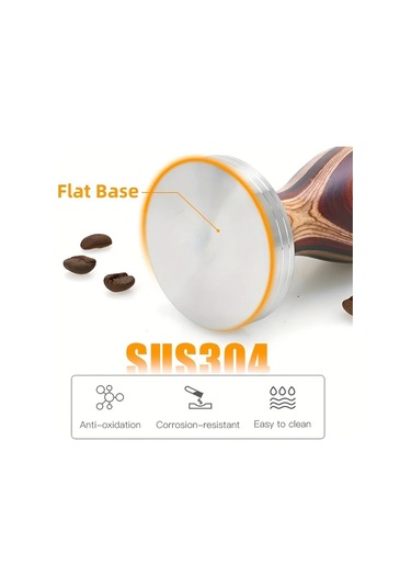 Motion003 1 Adet Alıkısscafe Premium 58.35 Mm Kahve Dizgisi 304 Paslanmaz Celik Cikarilabilir Duz Taban Renkli Ahsap Sap Espresso Demleme Icin Ahşap