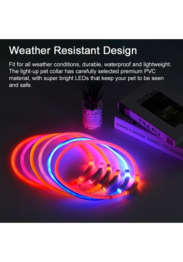 Geekyou M Boyut 35cm Mavi Usb Şarjlı Led Işıklı Köpek Kolyesi - Pvc Malzeme, 3 Işık Modu, Su Geçirmez, Gece Yürüyüşü Güvenliği