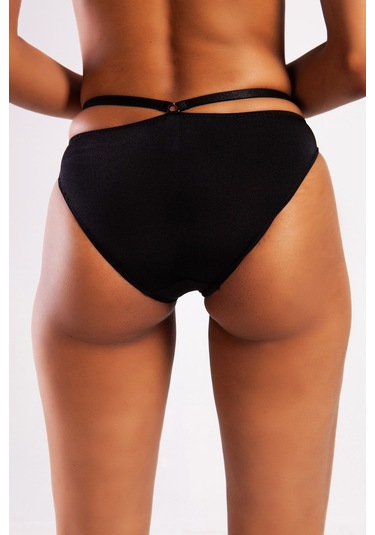 Golshan Gorbus Mini Slip, Kadın Micro Bel Şeritli Siyah Renkli Külot Çok Renkli