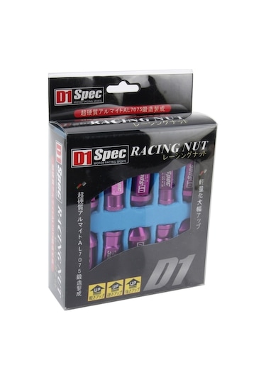 Cbtx D1 Spec P1.5 M12x1.25 Yarış Tekerlek Somunu, Uzunluk: 50mm Mor