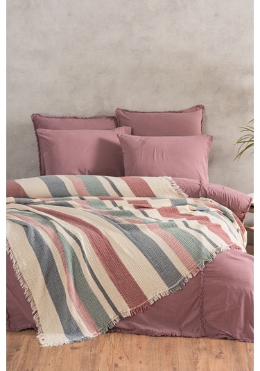 Varol 4 Katlı %100 Pamuk Müslin Pike & Yatak Örtüsü 230x250 Cm Bordo/230x250 Bordo