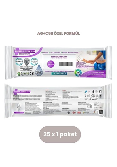 Gümüş iyon & Biyopolimer Kitin Teknolojili 25'li Perine Temizleme