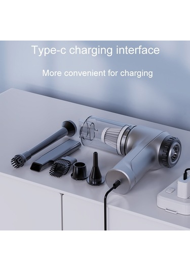 CBTxGlobal Suıtu St-6651 Otomotiv Şarj Toz Giderme Blower Araba Fırçasız Elektrikli Süpürge Gümüş ve Gri