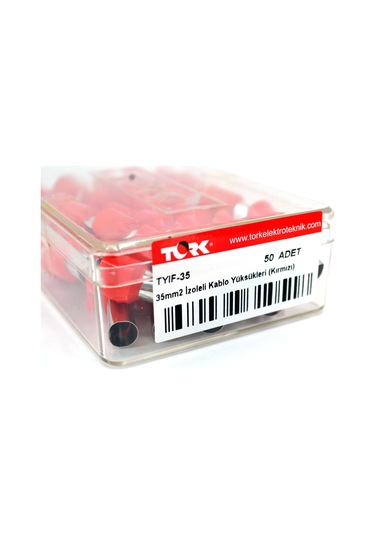50 Adet 35mm² Kablo Yüksüğü Bakır Kırmızı Yüksük