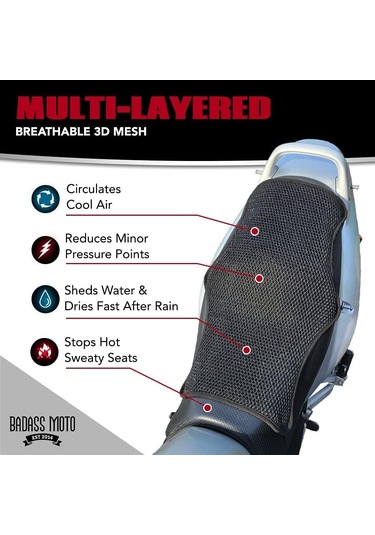 Motosiklet Koltuk Ped, Soğutma 3d Mesh Motosiklet Koltuk Kapağı Güneş İçin. Nefes Alabilen Havalandırılmış Hava Koltuğu Yastığı