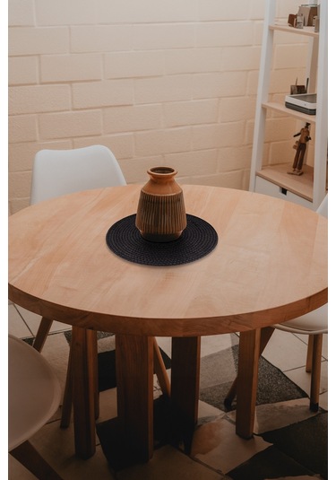 Koyu Gri Hasır Supla Amerikan Servis Şık Çeyiz Takımı Örgü Sunum Tabak Altlığı Koyu Gri