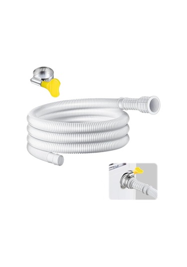 Leezsing Beyaz 2 Metre Geniş Kullanımlı Su Boşaltma Hortumu - Nemlendirici, Klima, Bulaşık Makinesi İçin Esnek Pvc+elastomer, Kesilebilir 25mm/16mm Uçlar Ve Bağlantı Klipsi