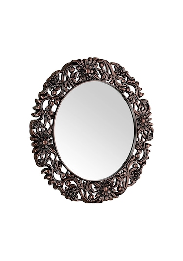 Dekoratif Büyük Yuvarlak Salon Ayna Bakır Renk Çok Renkli