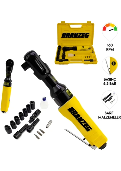 Branzeg BRZCV200 Havalı Cırcır Kolu Lokma Somun Sökme Sıkma Makinesi