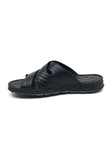 Taşpınar 200 Hakiki Deri İçi Dışı Ortopedik Erkek Yazlık Rahat Terlik 40-45 Siyah