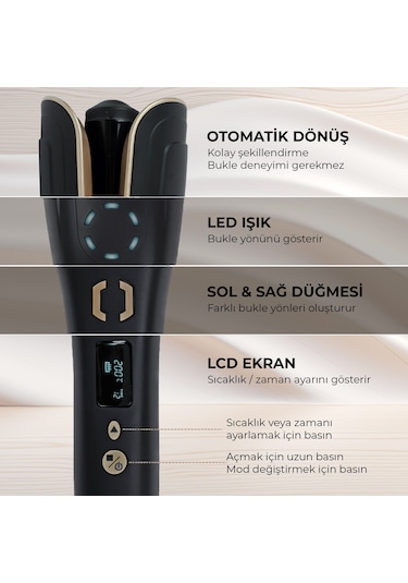 Fabcio Airwave Otomatik Dijital Ekranlı Bukle Maşası