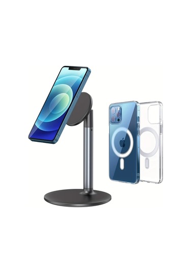 Motion003 Manyetik Akıllı Telefon Standı Siyah 18 29cm 25 4cm 360 Derece Döner Alüminyum Siyah