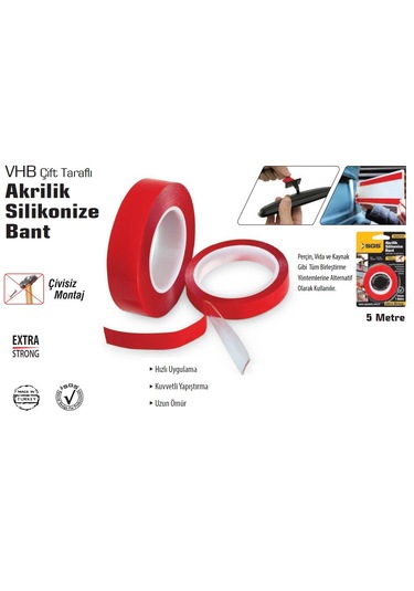 Sgs Çift Taraflı Akrilik Silikonize Bant 50mm 5mt