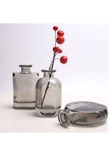 Kangvka Amber Renkli Oval Cam Vazo - Odalar İçin Dekoratif Süs - Minik Boyutlu Çiçek Sulama Aleti - Dayanıklı Ev Dekoru Jr104 Diğer