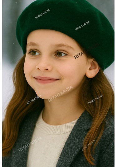 Çocuk Fransız Keçe Ressam Bere Koyu Yeşil