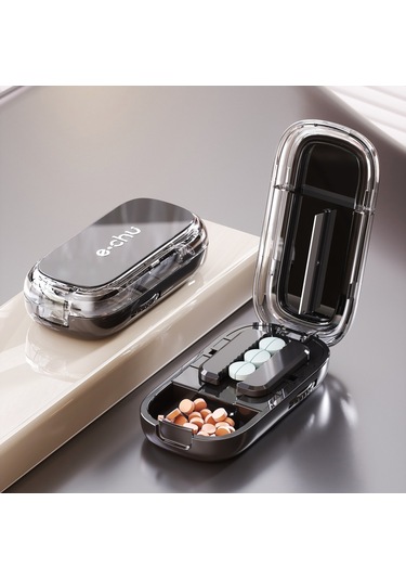 Haftalık İlaç Depolama Düzenleyici Hap Kutusu Tutucu Kap Hap Kutusu İlaç Tablet Taşınabilir Dağıtıcı Düzenleyici Yarım Siyah,