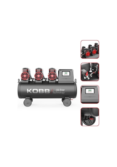 Kobb KBK100S 6.0 Hp 100 L 8 Bar Üç Motorlu Yağsız Sessiz Taşınabilir Hava Kompresörü
