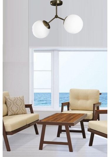 Riko Modern Tasarım Siyah Beyaz Kapalı Camlı Ikili Avize1 Siyah