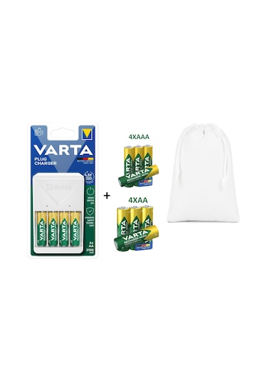 Vart Plug Şarj Cihazı+8x2100AA KALEM+4X800AAA İNCE PİL+ÇANTA