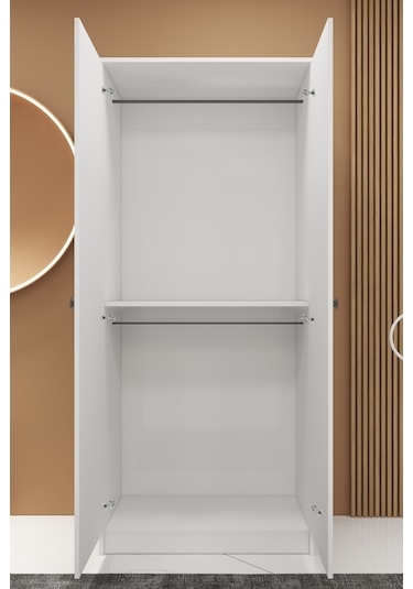 2 Kapaklı 2 Askılı Mega Elbise Dolabı Beyaz İmb062 Beyaz