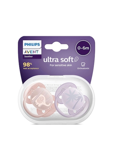 Philips Avent Ultra Yumuşak Emzik 0-6 Ay 2li Kız Çok Renkli