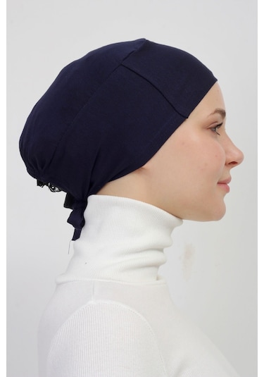Pratik Dikişsiz Bağlamalı Kaymayan Tesettür Bone Lacivert