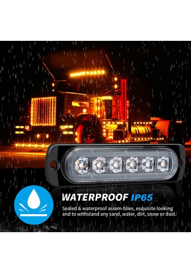 Reedark 12-24v Çok Fonksiyonlu Led Acil Durum Işığı - 16 Mod, Ip65 Su Geçirmez, 50.000 Saat Ömür Siyah