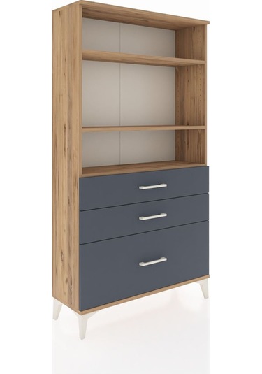 Arges Dolap 3 Raflı 3 Çekmeceli 88x30x163 Çam-antrasit Çam