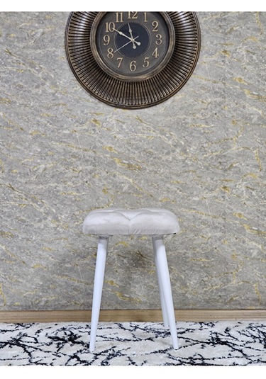 Kare Beyaz Boyalı Konik Ayaklı Tabure - Oturak - Bar Taburesi - A Çok Renki