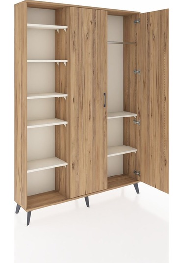 Arges Dolap 7 Raflı 2 Kapaklı Tek Askılı 132x30x195 Çam-çam/a... Çam