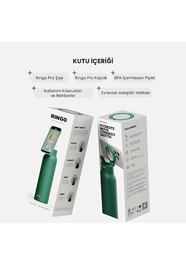 Ringo Pro Pipetli, Telefon Tutuculu Termal Çelik Termos 710 Ml Yeşil