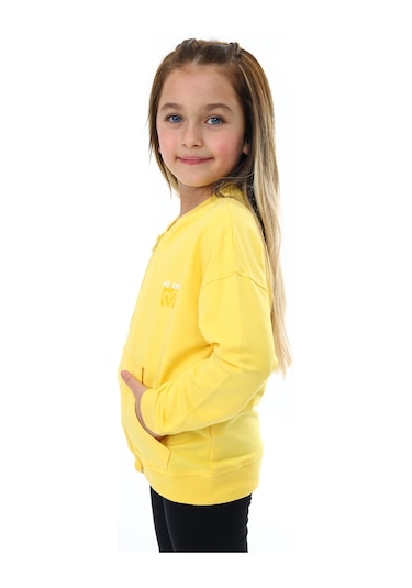 Toontoy Kız Çocuk Baskılı Hırka Koyu Sarı