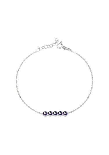 Nazar Boncuğu Desenli Gümüş Bileklik Gümüş - Rose Gold