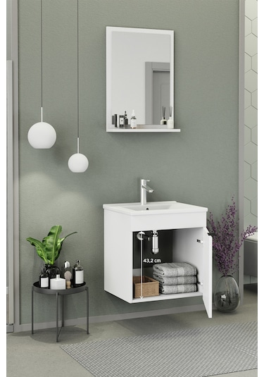 Biani Fix Arya 55 Cm Banyo Dolabı,Seramik Lavabolu, Aynalı,Lavabo Dahil,Mdf,Mat Beyaz Biani Fix Arya 55 Cm Banyo Dolabı,Seramik Lavabolu, Aynalı,Lavabo Dahil,Mdf,Mat Beyaz