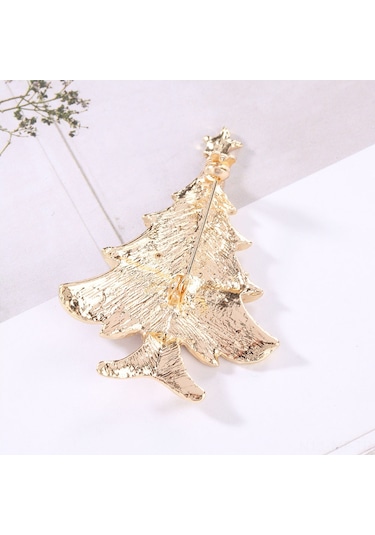 Mufunye Kırmızı Taşlı Noel Ağacı Desenli Yetenekli Broş - Kaliteli Alyaş材质 - Partiler Ve Hediyeler İçin Ideal Diğer