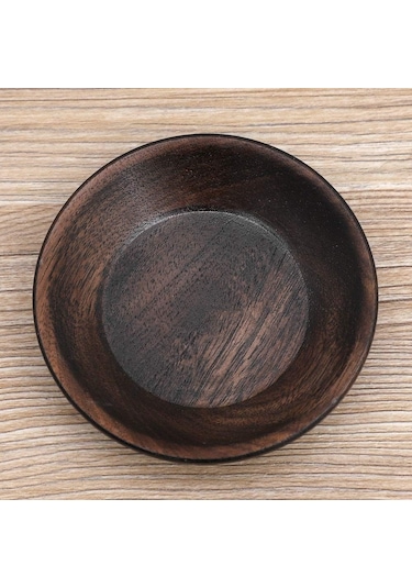 Meyve Tepsisi, Yuvarlak Çay Tabağı Masif Koyu Renk Ahşap Meyve Tepsisi Yuvarlak Yemek Servis Tepsisi Çay Çöl Kek Tabağı Tabak 7,5 Cm