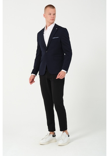 Bonesti Erkek Slim Fit Blazer Ceket Lacivert
