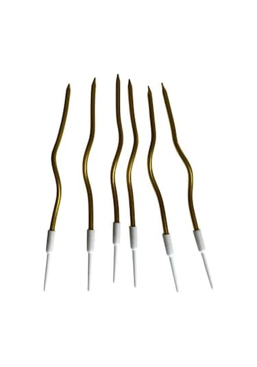 Eğik Pasta Mumu Altın Renkli 6 Lı 14 Cm