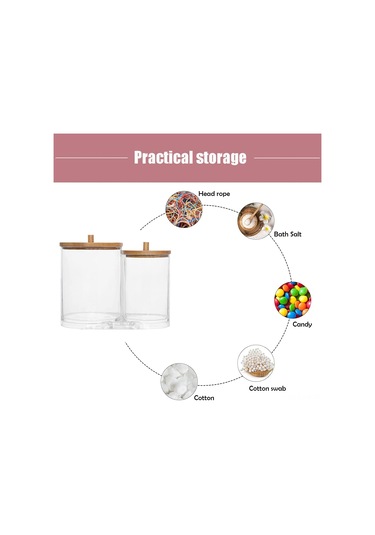 Xiyyadms Transparent Ps İki Bölmeli Koton Saplı Ve Koton Topuzu Saklama Kutusu - Toz Koruyucu Makyaj Temizleme Aletleri Depolama Kutusu Şeffaf