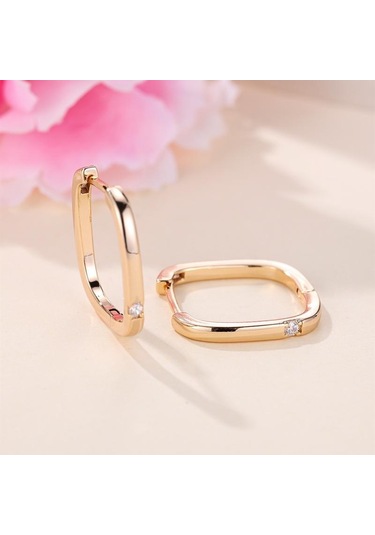 Lüks Altın Rengi Geometrik Kare Halka Küpeler Kadınlar İçin Minimalist Küçük Daire Küpe Trend Düğün Takısı