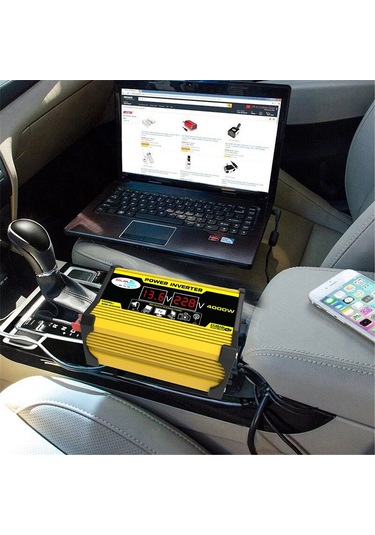 Legend Iı Generation 12v - 110v 4000w Modifiye Kare Dalga Araba Güç Çeviricisi Sarı