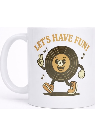 Let S Have Fun Neşeli Plak Seramik Kupa Beyaz - Çok Renkli
