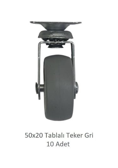 Ofis Koltuk Dolap Etajer 360 Derece Döner 50 X 20 Tablalı Teker Gri 50 Mm 10 Adet Gri