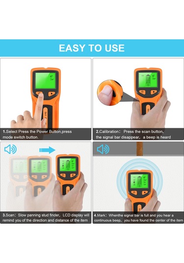 Aubyhe 5-in-1 Duvar Tarayıcı: Ahşap, Metal Ve Ac Gerilim Tespiti, Lcd Ekranlı Duvar Sütunu Dedektörü Pil Dahil Değil
