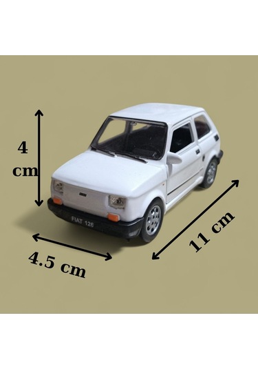 Nostaljik Metal Çek Bırak Beyaz Fiat 126 Araba Kapılar Açılır Diğer