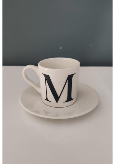 Decorıum Kum M Harfli Kahve Fincanı Beyaz