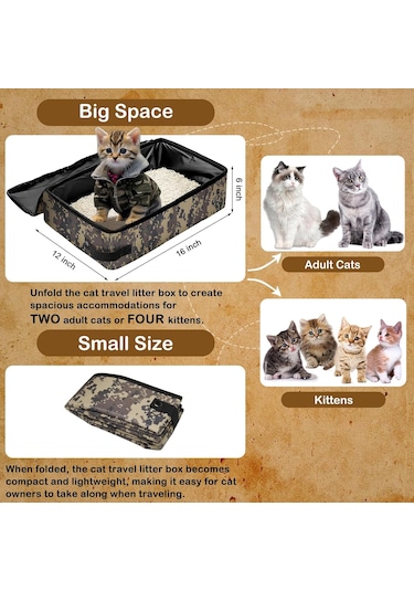 Kapalı Katlanır Taşınabilir Kedi Çöp Kutusu, 16 ' 12' 6 'inç, Zipper İle Katlanabilir Kedi Seyahat Çöp Kutusu, Sızıntı Yok, Hafif, Kullanımı Kolay Diğer